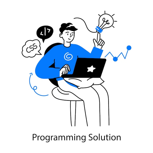 Vecteur une mini-illustration bien conçue de la solution de programmation