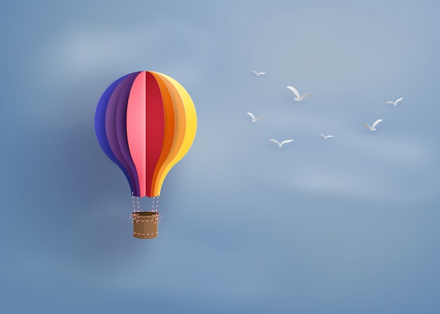 Vecteur montgolfière et nuage