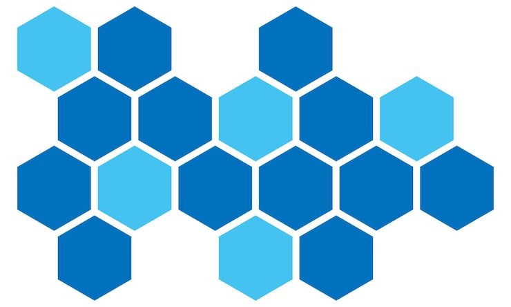 Vecteur motif géométrique hexagonal dans les nuances de bleu