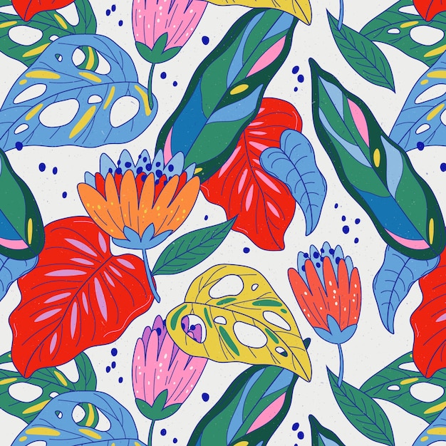 Des motifs floraux tropicaux colorés