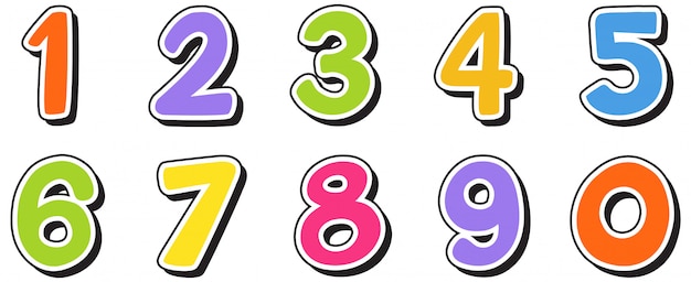 Vecteur numéros un à zéro sur blanc