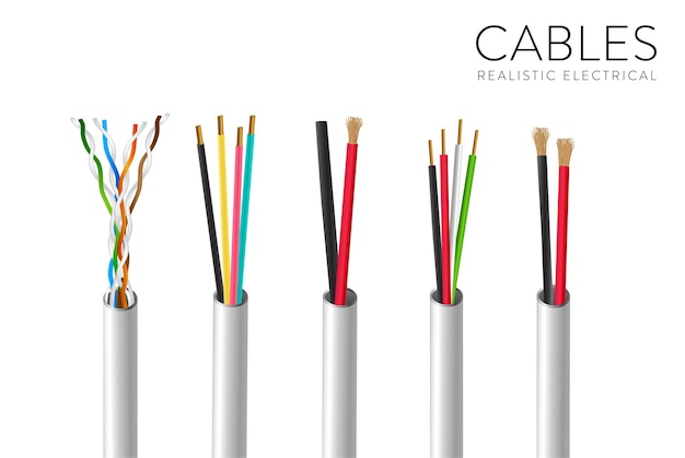 Vecteur set de câbles électroniques réalistes