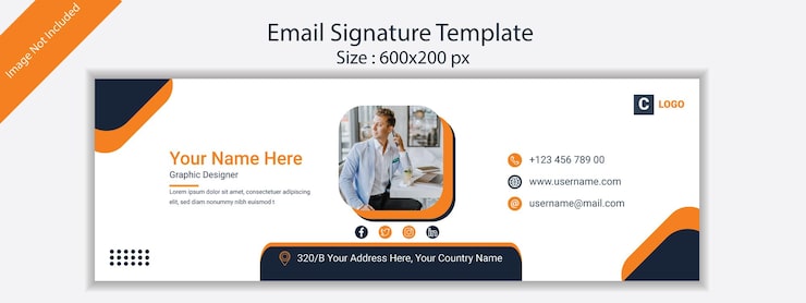 Vecteur signature d'e-mail ou conception de modèle de pied de page d'e-mail