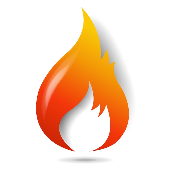 Vecteur symbole de feu isolé sur fond blanc avec fond dégradé, illustration vectorielle