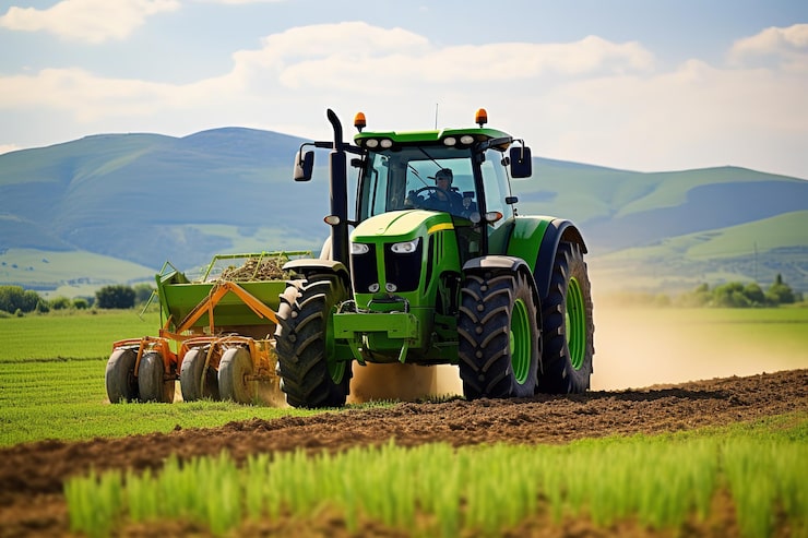 Vecteur tracteur à dessin vectoriel pour l'agriculture