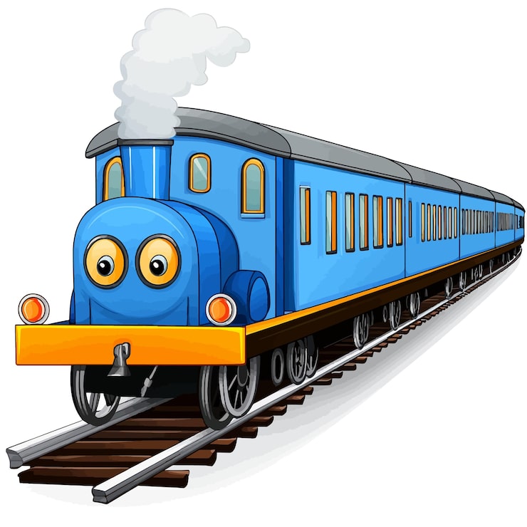 Vecteur un train bleu avec un visage sur le devant et le numéro 3 sur le devant