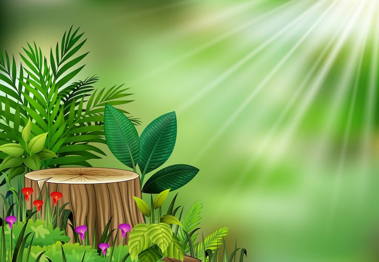 Vecteur vue de la plante botanique sur la lumière du soleil