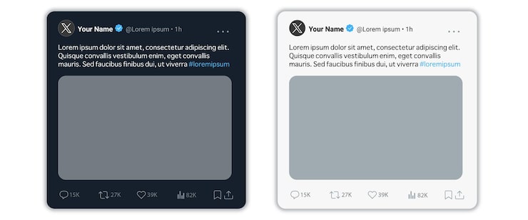 Vecteur x mockup de message twitter modèle de cadre de tweet pour les événements d'actualité avec texte modifiable et avatar vide