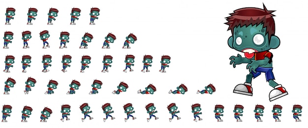 Vecteur zombie boy jeux sprites
