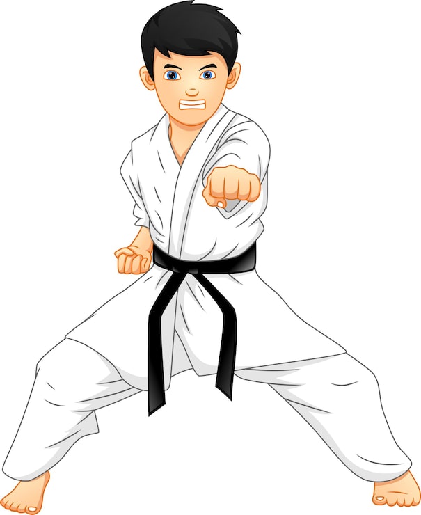 Vector cậu bé karate hoạt hình
