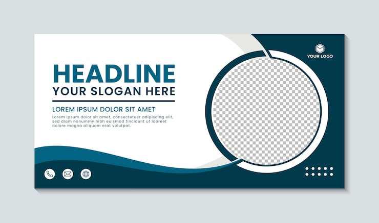 Vector mẫu banner hiện đại thiết kế cong nền xanh lam