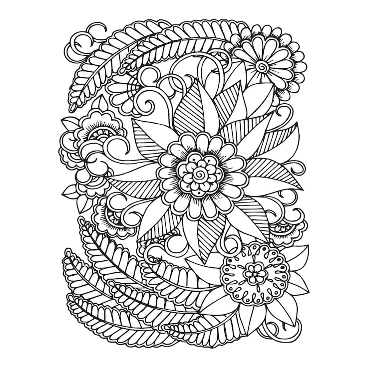 Vector mẫu nền hoa văn liền mạch zentangle doodle đen trắng vẽ tay