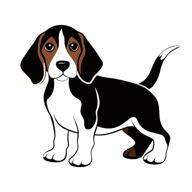 Vector một con chó đang ngồi trước nền trắng
