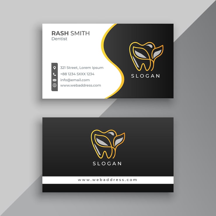 Vector thiết kế danh thiếp phòng khám nha khoa với logo hiện đại