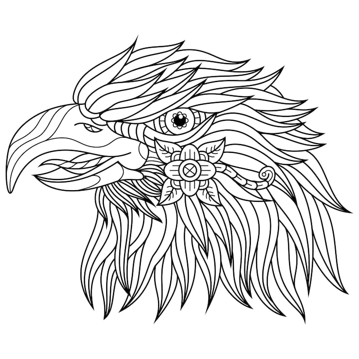 Vector vẽ tay đầu đại bàng theo phong cách zentangle