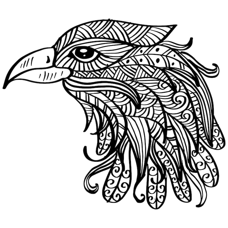 Vector vẽ tay nghệ thuật zentangle đầu đại bàng