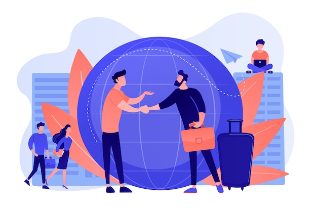 Vector gratuito agencia de recursos humanos para migrantes. centro de ayuda