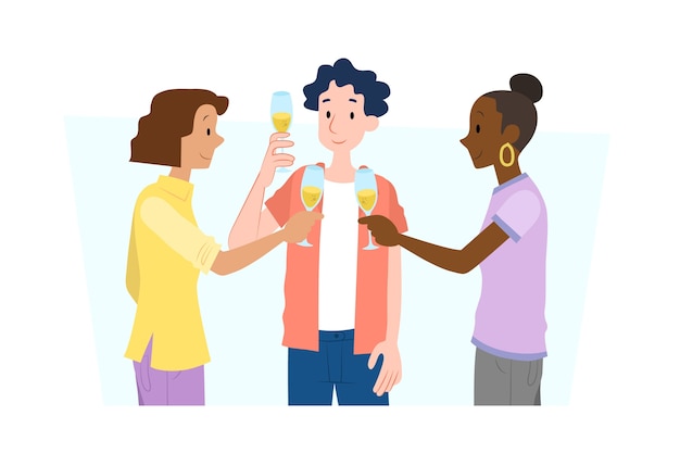 Vector gratuito amigos brindando juntos