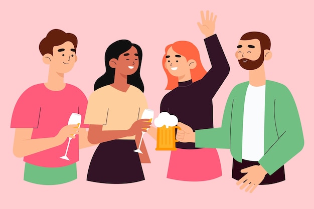 Vector gratuito amigos brindando juntos