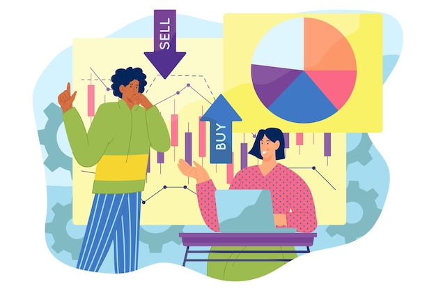 Vector gratuito análisis del mercado de valores