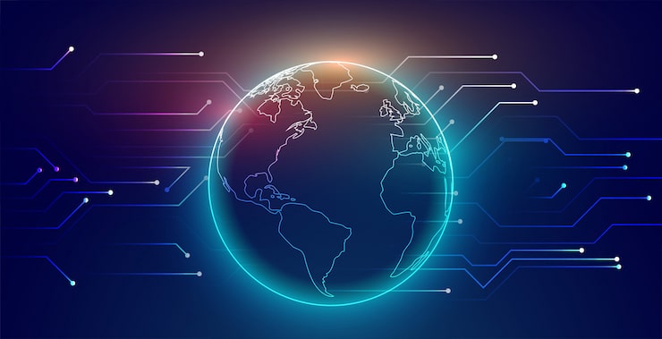 Vector gratuito antecedentes tecnológicos de la red de conexión global digital