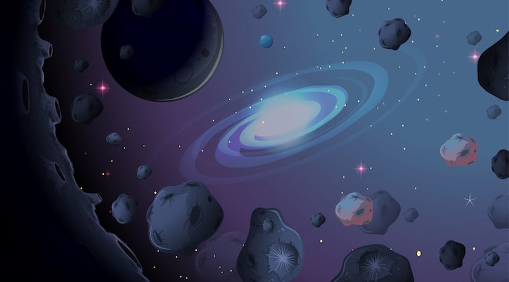 Vector gratuito asteroide en el fondo del espacio