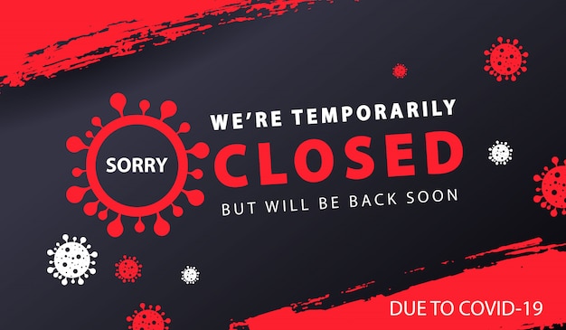 Vector gratuito banner cerrado temporalmente