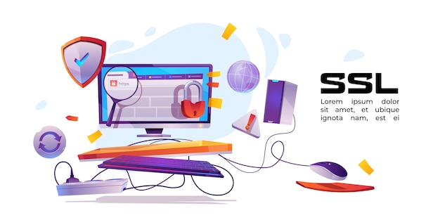 Vector gratuito banner de certificado ssl para sitio web