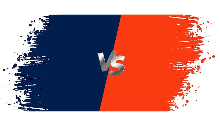 Vector gratuito banner de enfrentamiento vs con efecto de pincelada