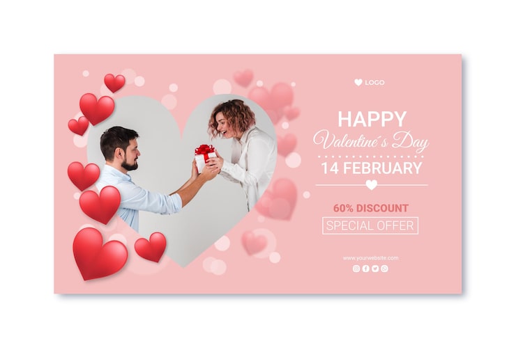 Vector gratuito banner de rebajas de san valentín