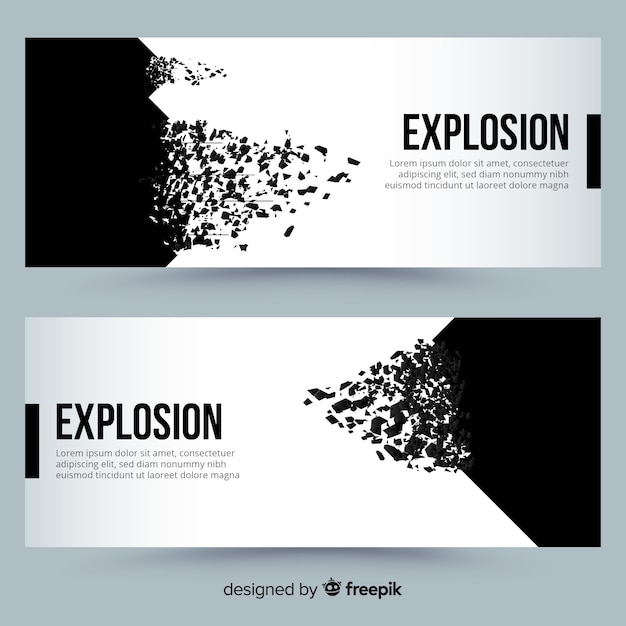 Vector gratuito banners de explosión negra