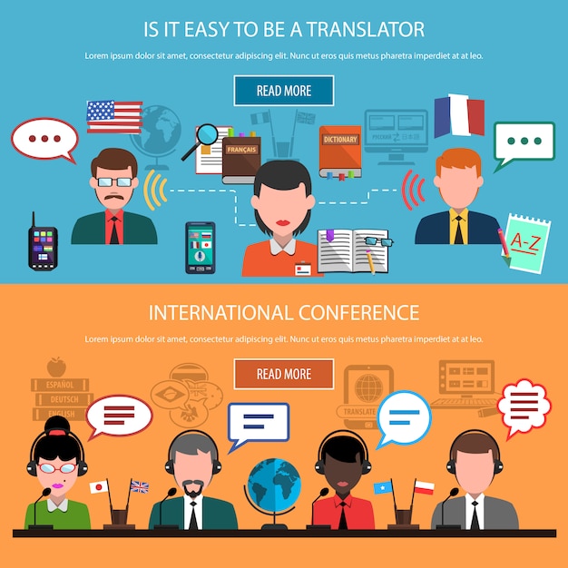 Vector gratuito banners de traducción
