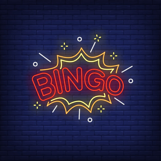 Vector gratuito bingo letras de neón y explosión