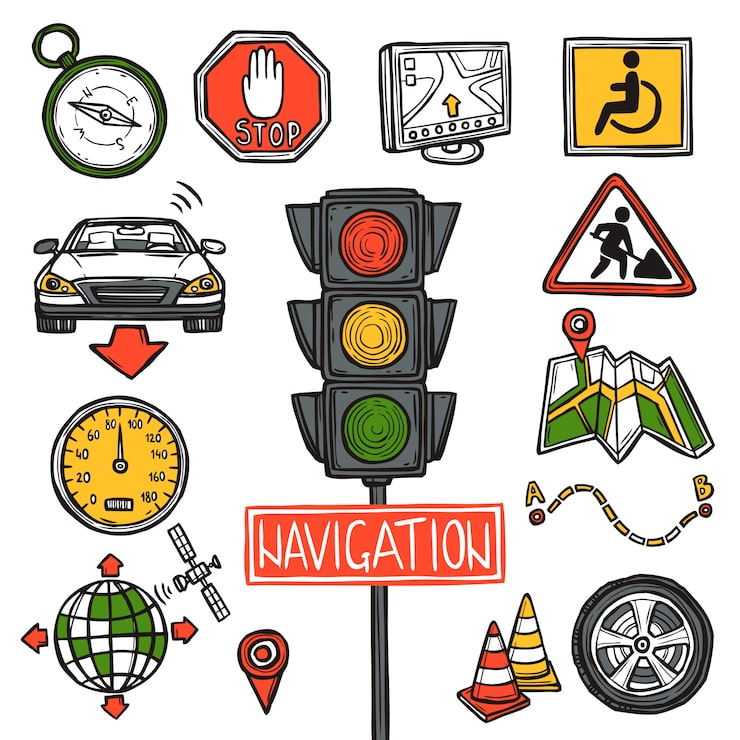 Vector gratuito boceto de iconos de navegación