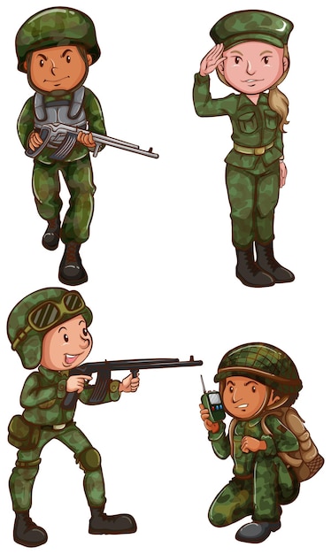 Vector gratuito bosquejos simples de un soldado
