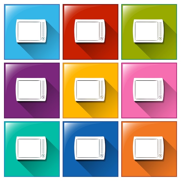 Vector gratuito botones cuadrados con televisores
