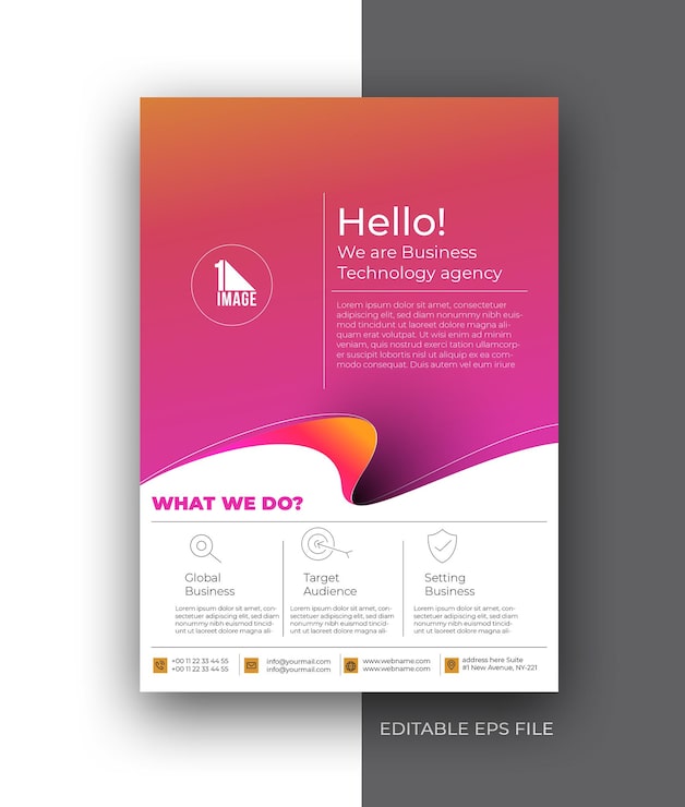 Vector gratuito business flyer a4 flyer poster plantilla de diseño de folleto.