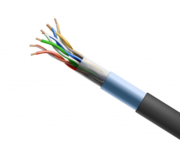 Vector gratuito cable trenzado en blanco