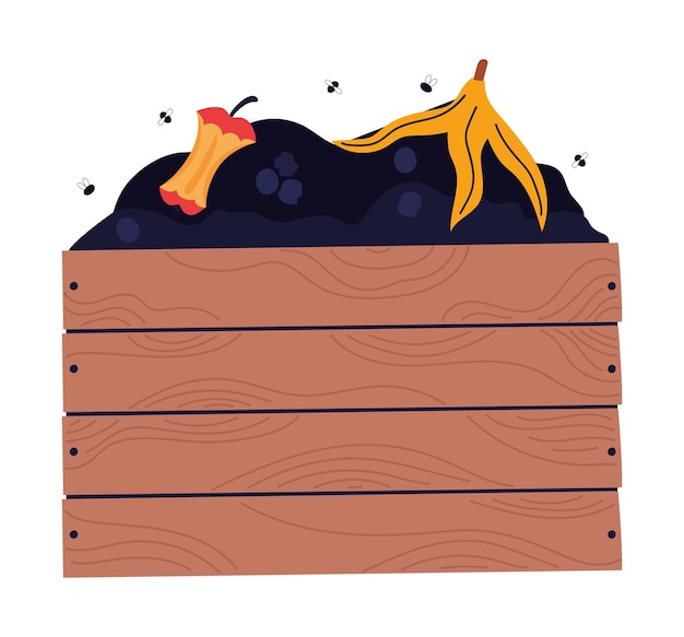 Vector gratuito caja de compost de madera