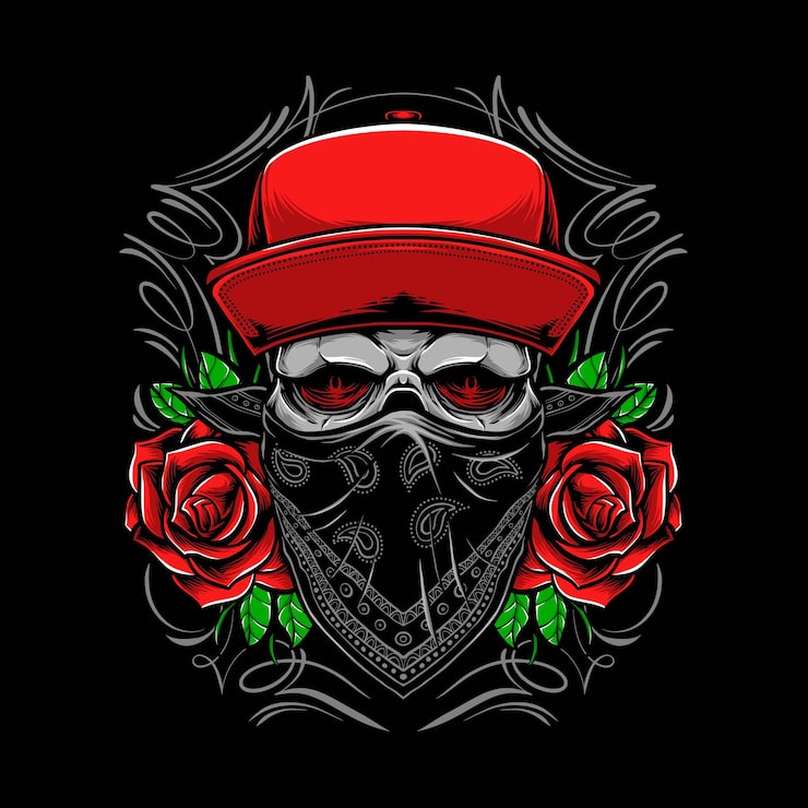 Vector gratuito calavera de bandido con ilustración de rosasjpg