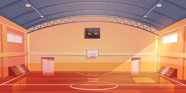 Vector gratuito cancha de baloncesto interior vacío, estadio cubierto