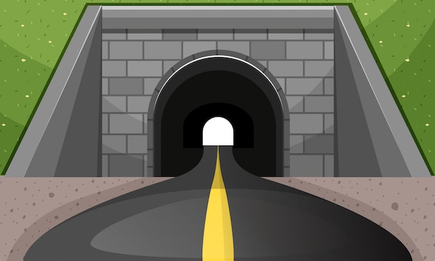 Vector gratuito carretera pasando por tunel