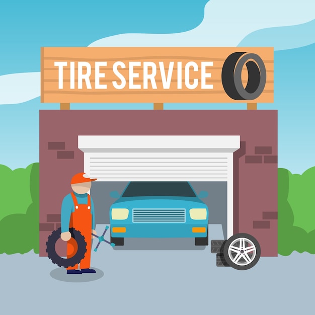 Vector gratuito cartel de servicio de neumáticos