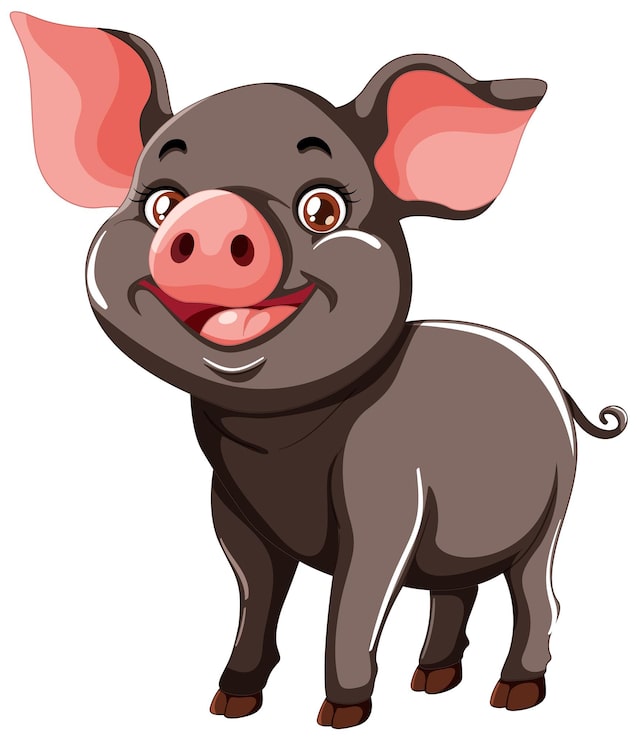 Vector gratuito el cerdo de dibujos animados sonriente