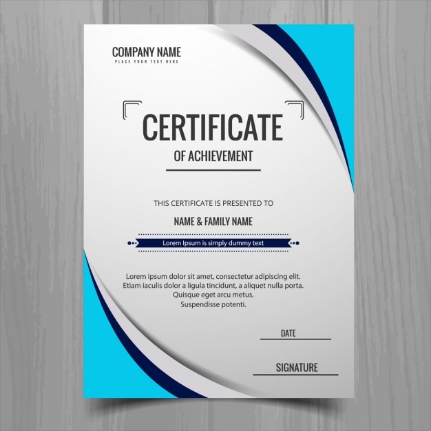 Vector gratuito certificado con formas azules