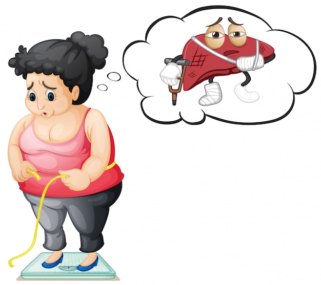 Vector gratuito chica gorda con daño hepático