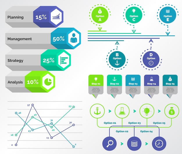 Vector gratuito cinco plantillas de analytics
