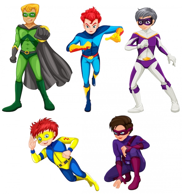 Vector gratuito cinco superhéroes