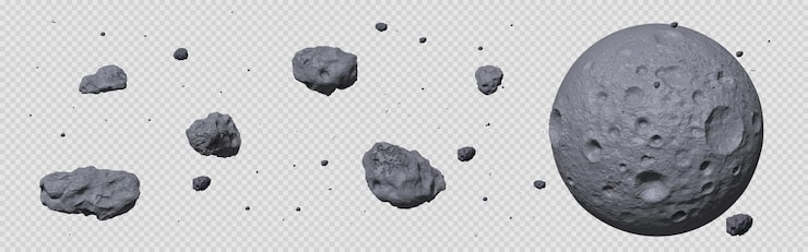 Vector gratuito cinturón de asteroides de piedra meteoro o roca espacial voladora