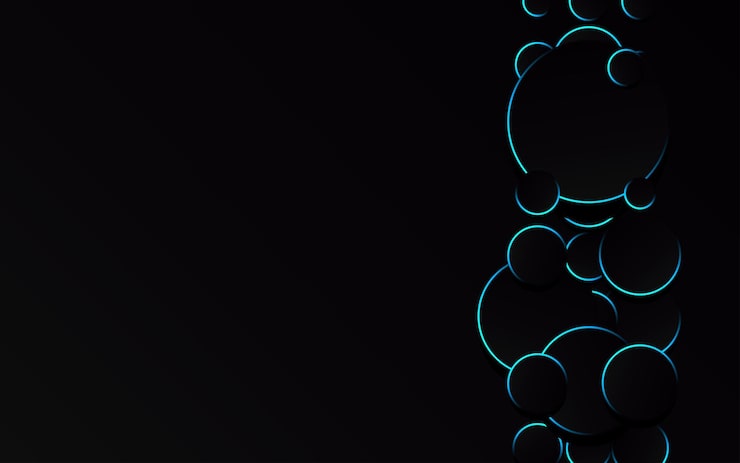 Vector gratuito círculo azul abstracto sobre tecnología de fondo negro